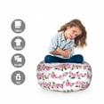 thumbnail image 2 of Floral Storage Toy Bag Chair, Continuous Tender Pink Peonies Leaves on Plain Backdrop, Stuffed Animal Organizer Washable Bag, Large Size, Pale Pink Olive Green, by Ambesonne, 2 of 3