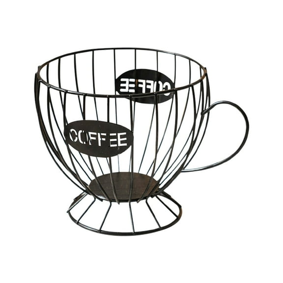 Yonrjhukm Coffee Cup Shaped Snacks & Candy Organizer Shelf, Versatile Storage Basket for Coffee Pods, Tea Bags, and Small Snacks, Durable Metal Construction for Kitchen & Office