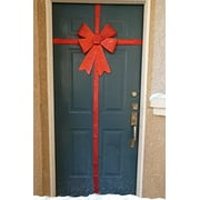 Bow with Ribbon Set Gift Wrap a Door Christmas, Holiday Decoration (Red, 14.17 X 18.89 inches)