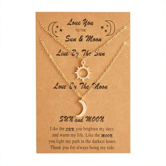 Sun and Moon Necklace for Couples Matching Necklace Best Friends Friendship Pendant Stainless Steel Paper Card Bff Necklace Set for Women Birthday Christmas Valentine'S Day Gifts Jewelry