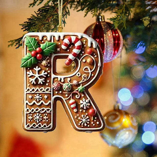 Tyidzon 26 Letters Christmas Tree Decoration Pendant Christmas Tree Ornaments Personalized DIY Christmas Ornaments Christmas Decoration Xmas Tree Hanging Decor Feature