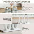 thumbnail image 3 of 63" Rectangular Glass Dining Table, Clear Tempered Glass Top and Glossy White Double O-Shaped Base, Modern Style for Kitchen, Living Room, Conference Room, 3 of 6