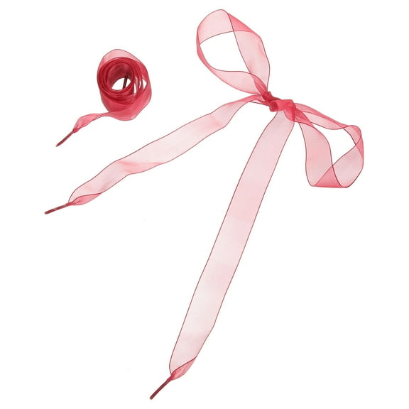 ULTNICE 1 Pair Dark Red Decorative Shoelaces Chiffon Wide Shoelaces for Children