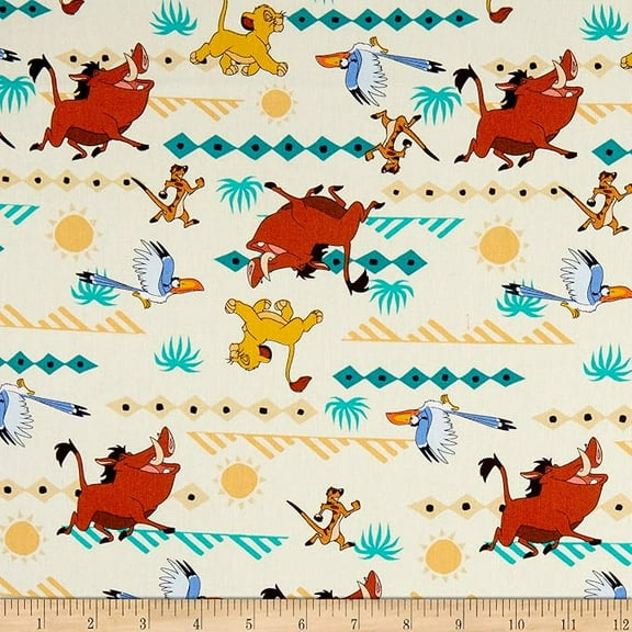 Cotton Simba Geo Prints Animals Safari Movies Characters Officially Licensed by Springs Creative Multicolor Cotton Fabric Print by the Yard (67117-3890310)