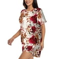 thumbnail image 2 of Naloa Lilies Flowers Women's Short-Sleeved Pajama Set, Loungewear, Summer pajamas, Breathable Cozy - Small, 2 of 9