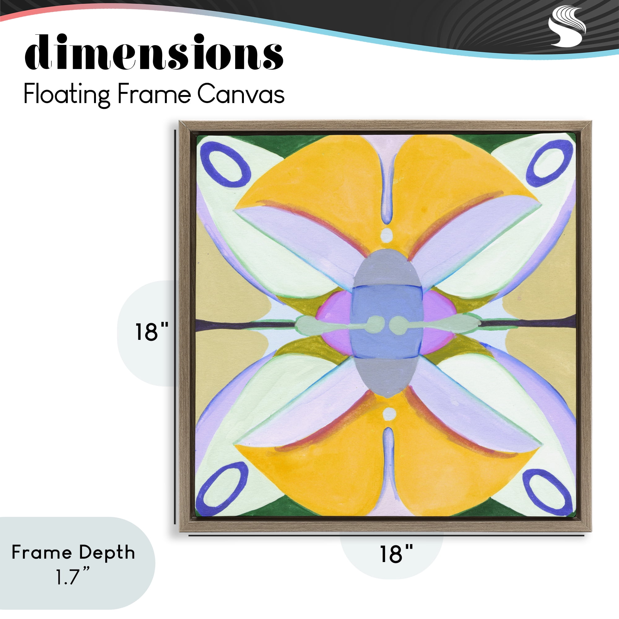 Stupell Industries Warm Revival Kaleidoscope Brown Framed Floater Canvas Wall Art, design by Melissa Wang