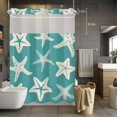 thumbnail image 2 of Turquoise Starfish Coastal No Hook Shower Curtain with Snap in Liner, Waterproof Fabric Shower Curtains, Nautical Summer Ocean Abstract Art Shower Curtain Set Top See Through for Bathroom 72"x84", 2 of 8