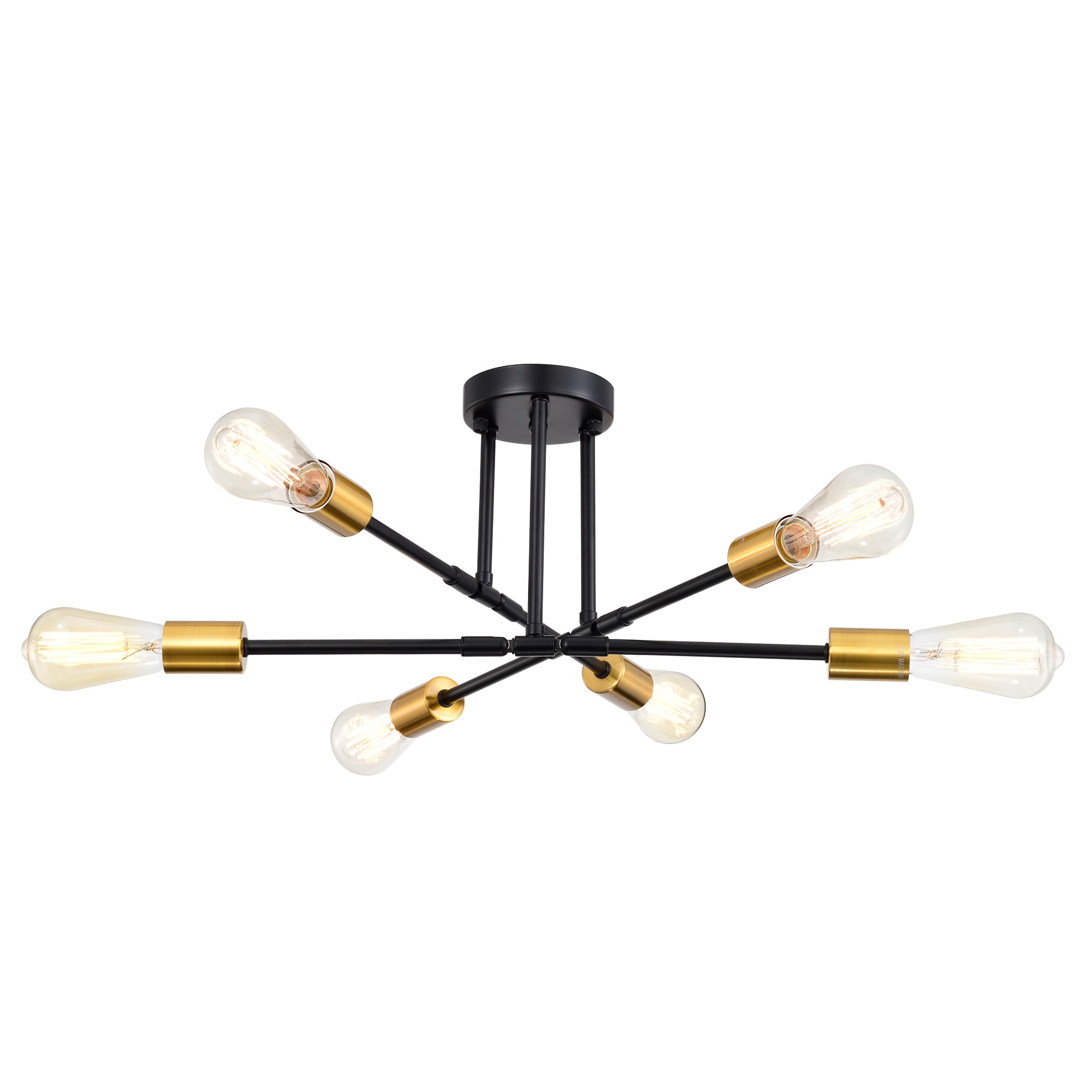 Gold Semi Flush Mount Ceiling Light 6Light Mid Century Modern Light