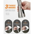 thumbnail image 2 of 3 Hole Kitchen Faucet with Pull Down Sprayer, Brushed Nickel, Double Handle High Arc Faucet for Kitchen Sink with 3 Mode , Stainless , T-3005BN, 2 of 8