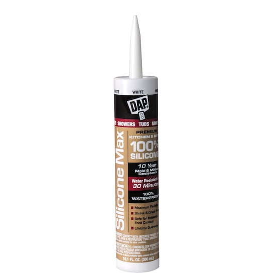 DAP Silicone Max Premium Kitchen & Bath Sealant, White, 10.1 Oz
