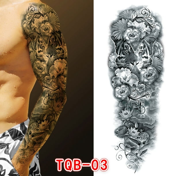 TANGNADE Wall Stickers Men Arm Tattoo Temporary Tattoos Sticker Fake Tatoo  Hot 3D Art Waterproof 