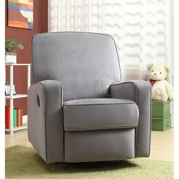 Kingfisher Lane Fabric Swivel Glider Recliner in Gray