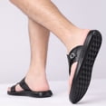 thumbnail image 6 of Domuza Mens Adjustable Buckle Thong Flip Flops, Embossed Faux Leather Open Toe Slide Sandals, Lightweight Cushioned Sport Summer Beach Casual Sandals Black 9 (EU-43), 6 of 6