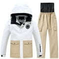 thumbnail image 4 of SGMVNU Kid 2 Piece Snowsuits Girls Hooded Zipper Jacket and Snow Pant Set Boys Winter Snowboard Suit Girls Waterproof Ski Coat Size 12-13 Years Khaki, 4 of 4