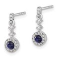 thumbnail image 2 of Auriga 14k White Gold Diamond Cabochon Sapphire Dangle Earrings for Women (L- 0.6 inch, W- 0.2 inch), 2 of 5