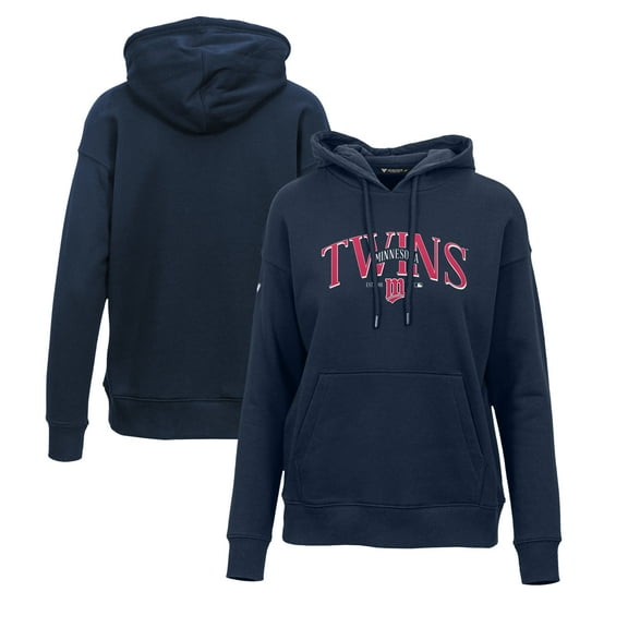Women's Levelwear Navy Minnesota Twins Adorn Cooperstown Collection Retro Spellout Pullover Hoodie