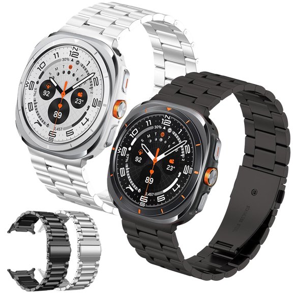 2WIN2BUY Metal Stainless Steel Bands Compatible with Samsung Galaxy Watch Ultra 47mm(2024),Magnetic Metal No Gap Bands Strap for Men Women,Black