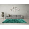 thumbnail image 3 of Ahgly Company Machine Washable Indoor Round Abstract Turquoise Blue Contemporary Area Rugs, 5' Round, 3 of 4