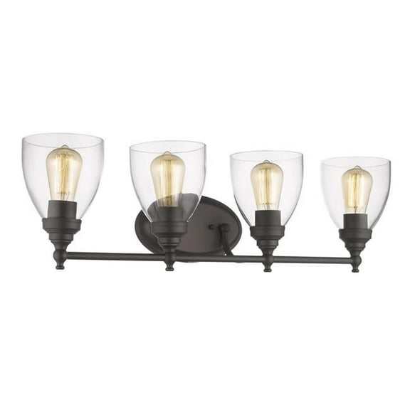 Elissa Transitional 4 Light Rubbed Bronze Bath Vanity Light Clear Glass - 30 in.