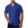 thumbnail image 1 of Mgmyaa Men's Short Sleeved Button Down Shirt Jacquard Cardigan Collared Beach Shirt Tops, 1 of 6