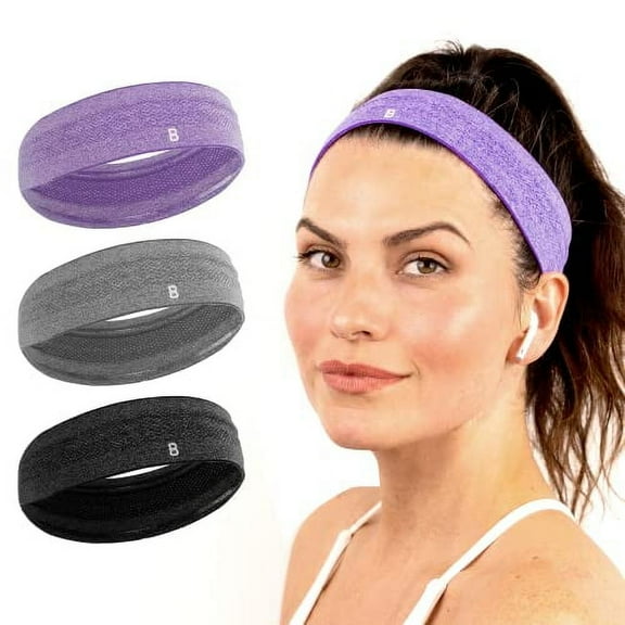 BURLYBANDS - Headbands for Women Non slip, Athletic Headbands for Women - Sweat headbands for Women Workout, Running, Sports & Exercise - Thick Headbands for Women (3pcs1, multi)