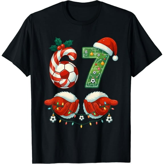 Christmas Soccer Drip Number 67 Boys Soccer Player 67 T-Shirt- American fashion hot selling casual retro high quality 100% cotton T-shirt 1 piece