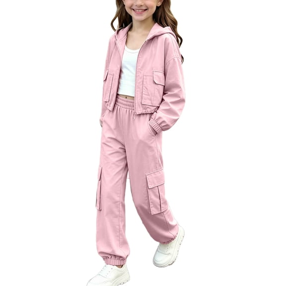 Cethrio Girls Outfit Sets 2 Piece, Long Sleeve Running Casual Fall Girls' Clothing Sets Pink Size 14