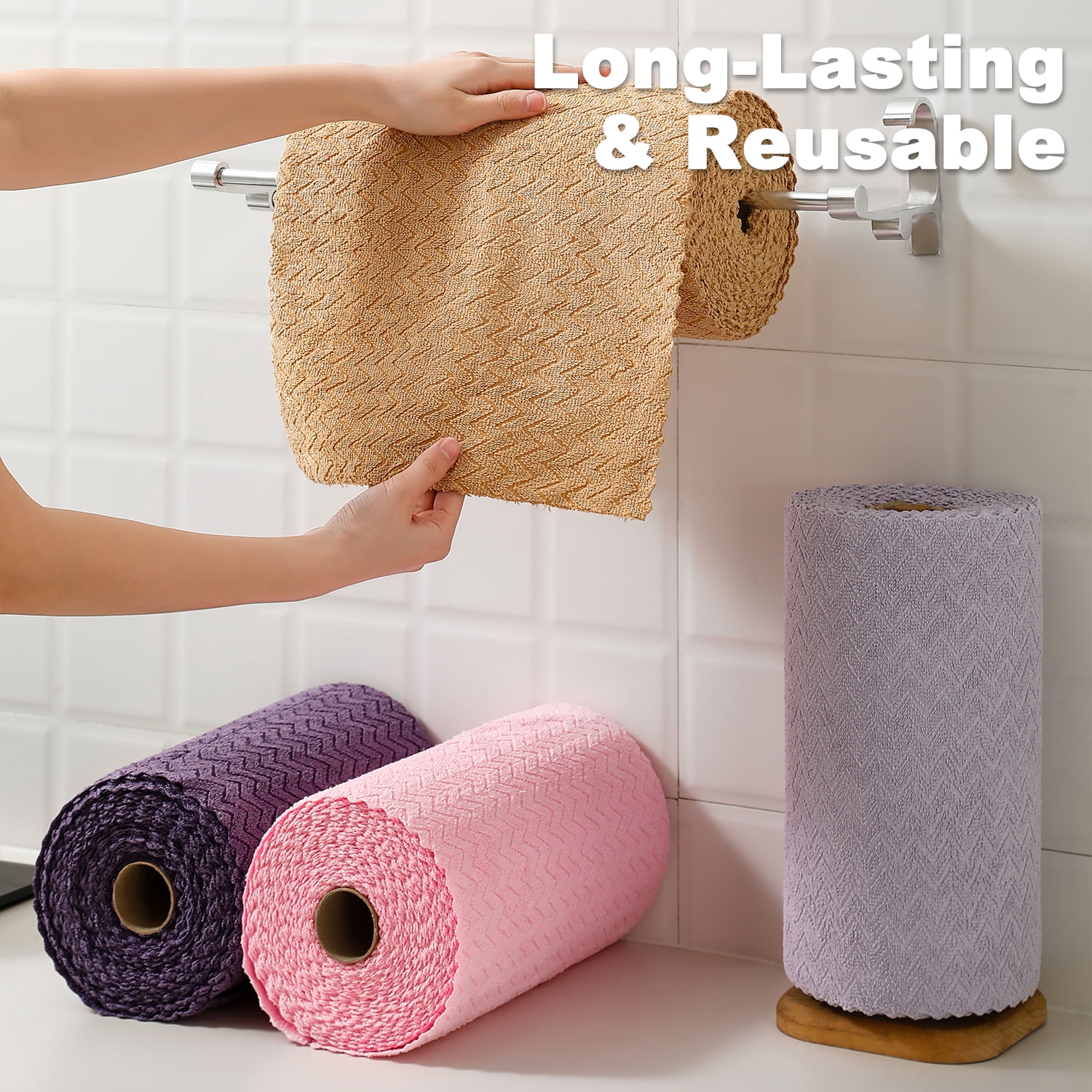 Beartech Microfiber Cleaning Cloth Roll,80 Pack Cleaning Towels,Lint Free Rags Paper Towels & Tear Away Reusable Towels,Washable Shop Rags wipe Cloth,Wash Cloths Dish Rags for Car Kitchen Window
