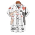 thumbnail image 2 of guisaled Mens Valentines Day Button Up Shirt Short Sleeve Hawaiian T Shirts Cute Cat Heart Graphic Tops Casual Beach Vacation Shirt Valentine'S Day s, 2 of 4
