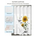 thumbnail image 4 of No Hook Shower Curtain, Sunflower Sunshine Small Shower Curtains with Snap in Liner, Pastoral Bees Farmhouse Floral Waterproof Washable Fabric Bathroom Curtain Sets, 36" x 78", 4 of 9
