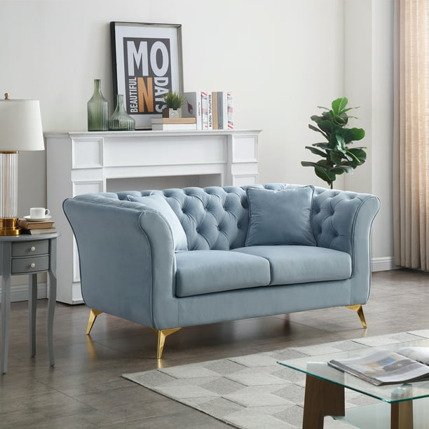Chesterfield Sofa, Stanford Sofa, High Quality Chesterfield Sofa, Teal Blue, Tufted and Wrinkled Fabric Sofa;Contemporary Stanford Sofa .Loverseater; Tufted Sofa with Scroll Arm and Scroll