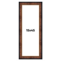 15x45 Frame Brown Walnut Gold Ornate Trim Solid Wood Plein Air Picture Frame | 3 Inch Moulding