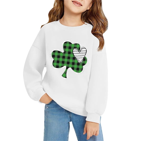 XQYLOS Cute Irish Pullover Sweatshirt for Toddler Kids Boys Girls St.𝖯atrick Festival Holiday Shirt Long Sleeve Crewneck Tops