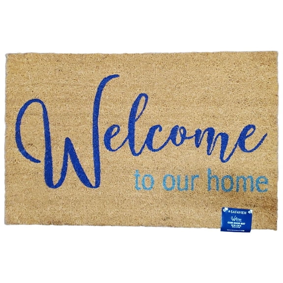 Safavieh Welcome To Our Home Coir Door Mat, 23" x 36", Natural/Navy