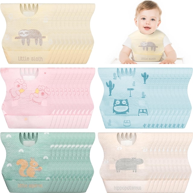 Baberos desechables para bebés Shinymoon, 100 unidades, impermeables, 23,5 x 35 cm