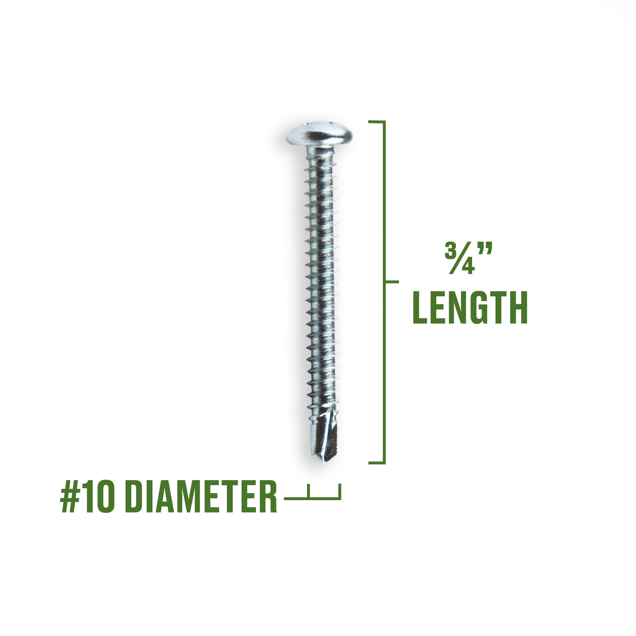 (5 pack) Hillman Self Drilling Screws #10 x 3/4", Steel, Zinc, Interior, Phillips, Silver, 6 pack