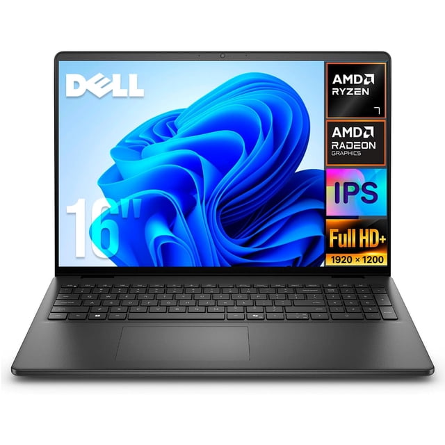 Laptop DELL 16 DC16255 AMD Ryzen 7 250 16GB DDR5 SSD 512GB Pantalla 16" Touch IPS FHD+ Windows 11 Teclado Ingles