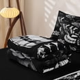 thumbnail image 6 of Homewish Goth Skull Moths Zipper Twin Comforter Sets with Fitted Sheet and 2 Pillowcases,Vintage Flowers Zipper Bedding Set,Black Gray,Halloween Bed Set,Black Reversible,4pcs, 6 of 8