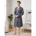thumbnail image 5 of Contrast Piping Belted Simple Homewear Robe, 5 of 5