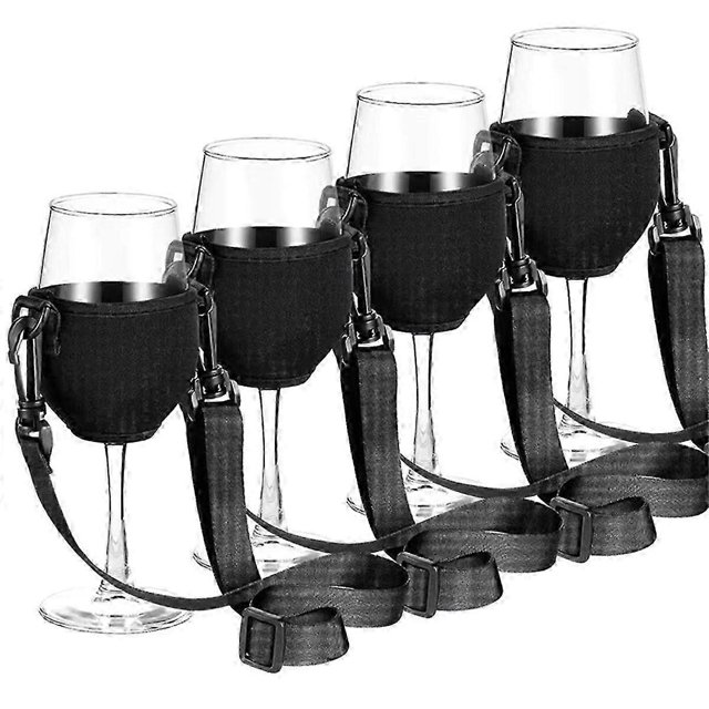 4PCS Portable Wine Glass Holder Strap Wine Sling Yoke Glass Holder Support Neck Strap for Birthday
