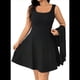 thumbnail image 3 of Conjunto de 2 Piezas para Mujer: Suéter, Vestido, Capa, Sin Mangas, Cuello Cuadrado y Cárdigan Corto de Larga, Conjunto de Punto, Negro, Talla L, 3 of 7