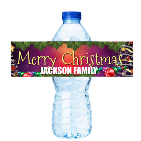 Merry Christmas  Party Decorations -  15ct Water Bottle Labels