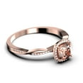 thumbnail image 2 of Twisted Infinity Band Dazzling Boho & hippie 1.75 Carat Round Morganite And Diamond Moissanite Engagement Ring, Classic Wedding Ring in 925 Sterling Silver With 18k Rose Gold Plating, Bridal Rings, 2 of 3
