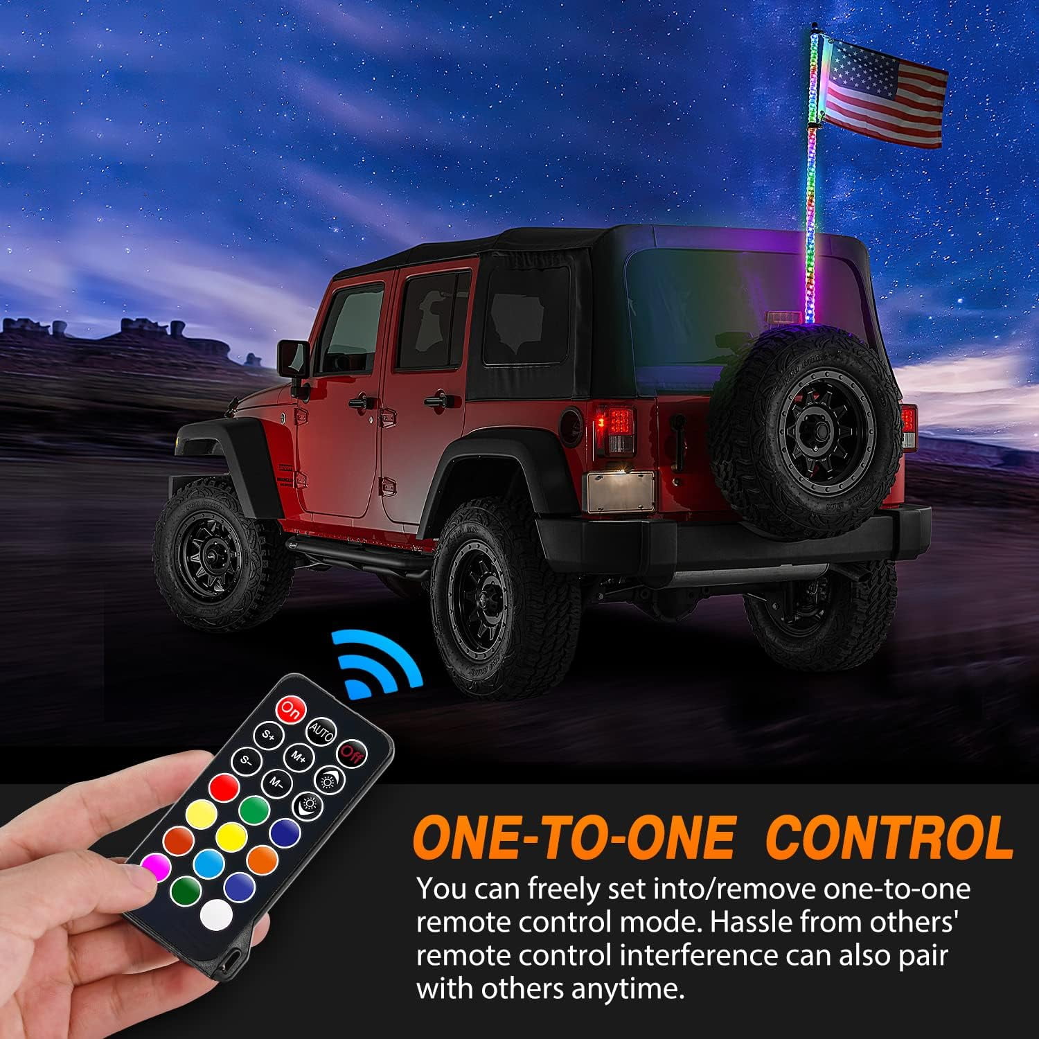 Nilight 1PC 3FT Spiral RGB Led Whip Light w/RGB Chasing/Dancing Light RF Remote Control Lighted Antenna Whips for Can-am ATV UTV RZR Polaris Dune Buggy 4 Wheeler Offroad Jeep Truck