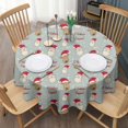 thumbnail image 3 of Gray Christmas Santa and Reindeer Pattern Round Tablecloth 60"x60",Wrinkle Wipeable Table Cloth for Kitchen Dining Room Picnic Patio Party, 3 of 6