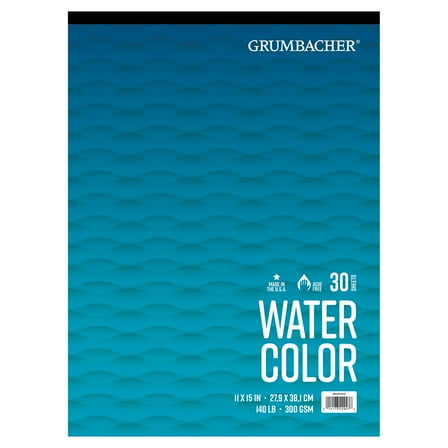 Grumbacher 11x15 140lb./300GSM, 30 Paper Sheets, Watercolor Art Pad,  Tape Bound Pad