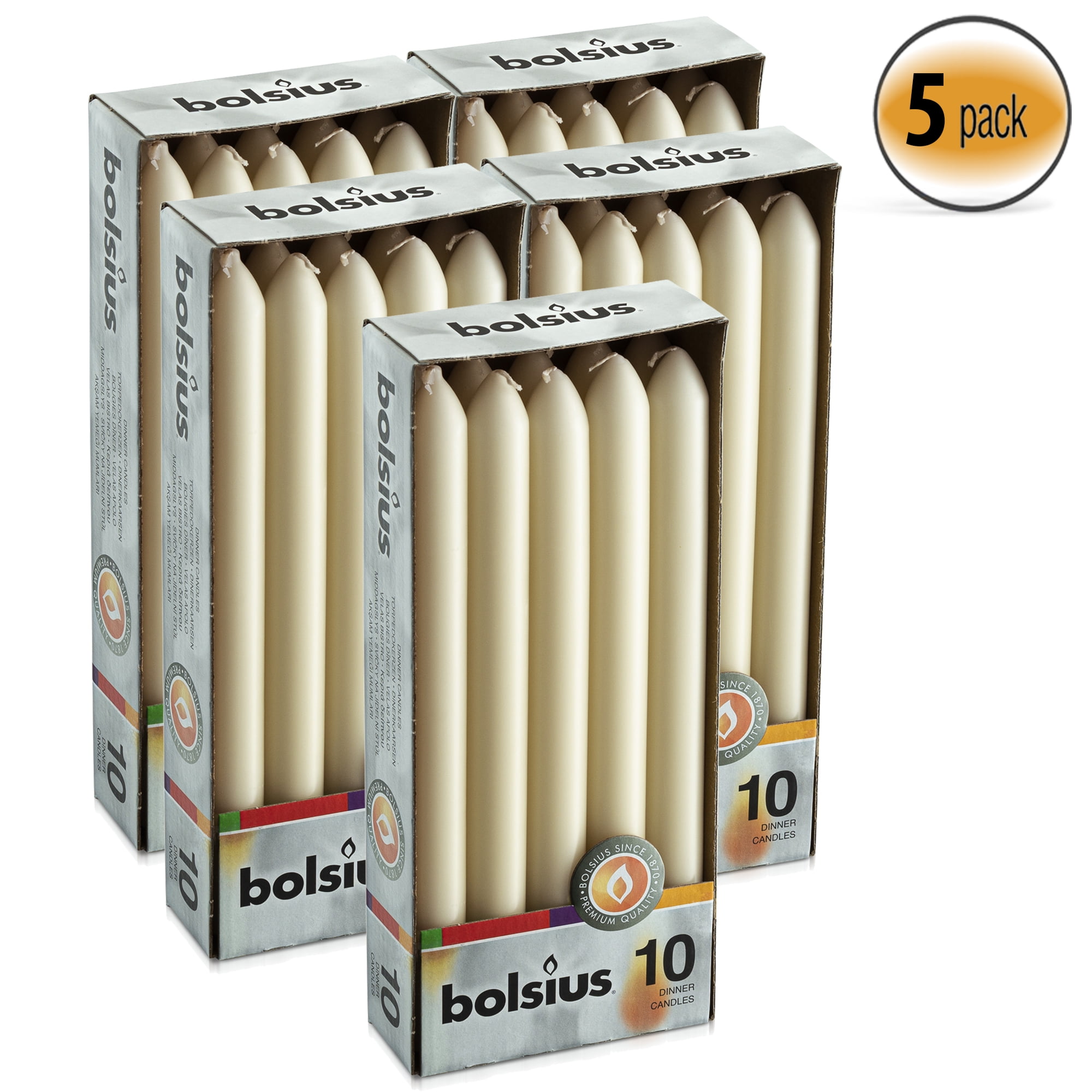 Bolsius 10 Inch Tall Ivory Dinner Tapered Holiday Candles Unscented