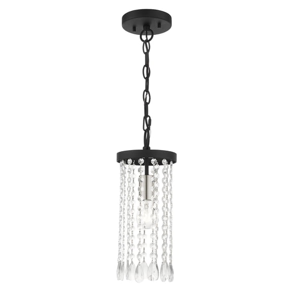 51062-04 Livex Lighting Elizabeth - 1 Light Mini Pendant in Glam Style - 6 Inches wide by 14.75 Inches high-Black Finish    -Traditional Installation
