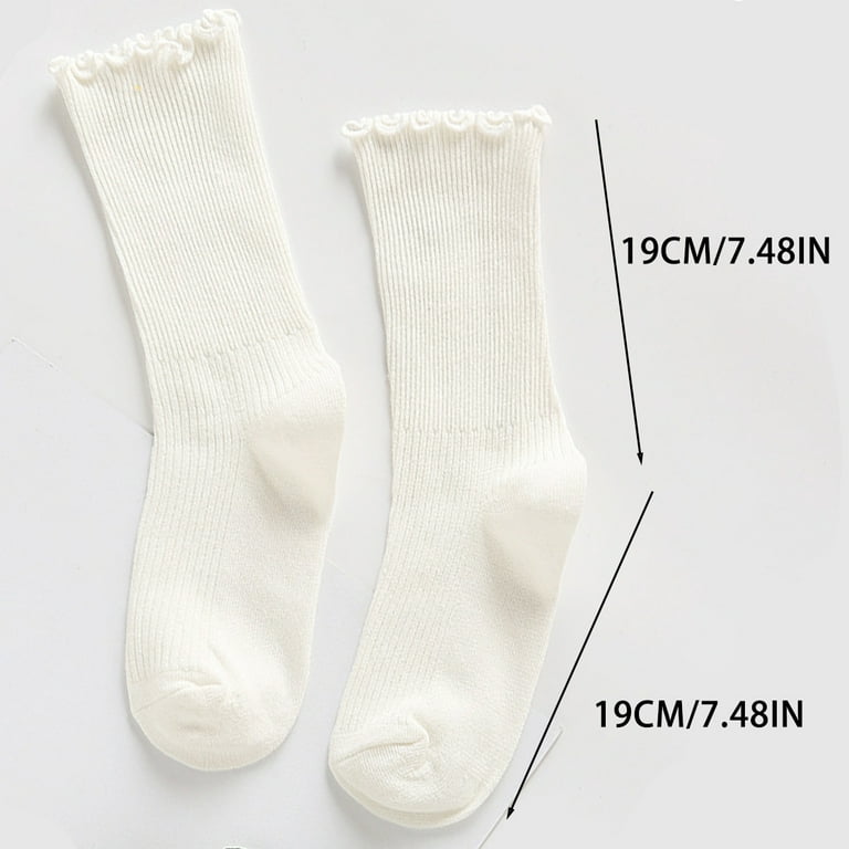 9 Pairs Women's Crew Socks Cotton Knit Soft Turn Cuff Socks 