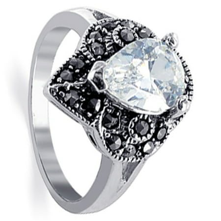 Pear Cut Cubic Zirconia Stones - Gem Avenue 925 Sterling Silver Pear Cut Cubic Zirconia Solitaire Ring